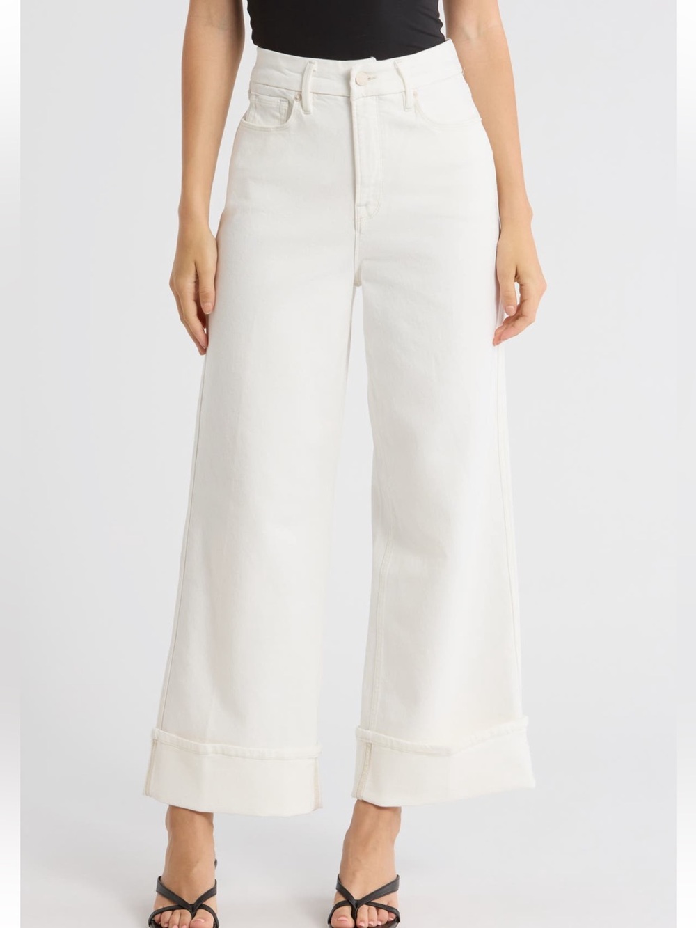 Good American Wide Leg High-Rise Jeans in White